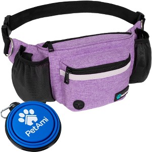 PetAmi Dog Fanny Pack, Pet Waist Belt Treat Pouch for Walking Training Hiking Running, Waste Bag Dispenser, Bottle Holder, Bowl, Pocket - 1 of 4