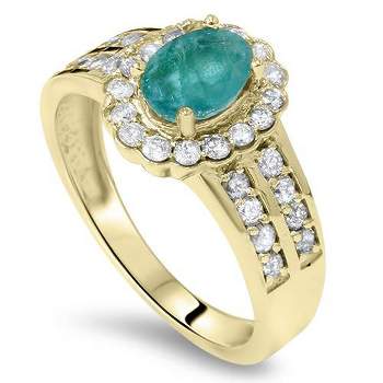 Pompeii3 1 3/8ct Emerald & Diamond Ring 14K Yellow Gold