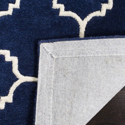 Dark Blue and Ivory Hand-Tufted Wool Area Rug