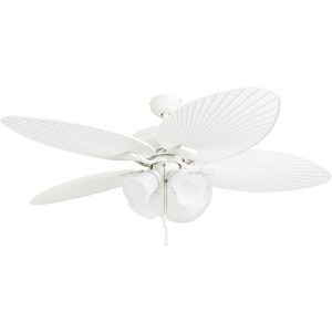 Honeywell Palm Lake 52" Indoor Outdoor Ceiling Fan w/ Light & Pull Chain, White - 1 of 4