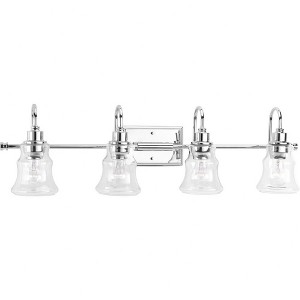 Progress Lighting Litchfield 4-Light Bath Vanity, Polished Chrome, Clear Glass Shades - 1 of 4