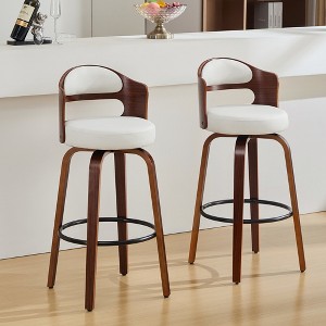 Beautyolove Faux Leather Upholstered Swivel Bentwood Bar Counter Stools - 1 of 4