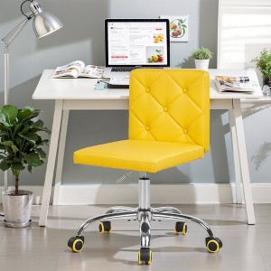 VECELO PU Leather Armless Office Chair, Adjustable Height & 360° Rolling Swivel for Home or Office - 1 of 4