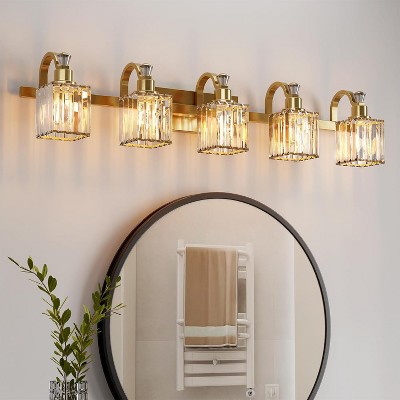 Bathroom Vanity Light Fixtures Modern Crystal Vanity Light Fixtures Over Mirror，Modern Crystal Wall Lighting with Square Shade