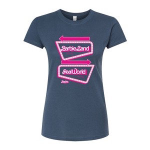 Women's - Barbie - Barbieland Real World This Way Signs Fitted Graphic T-Shirt - 1 of 3