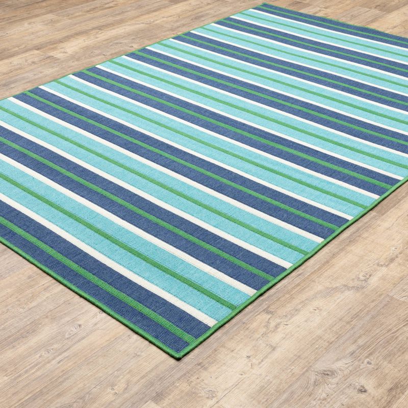 Macro Multi-Striped Patio Rug Blue/Green - Captiv8e Designs, 6 of 21