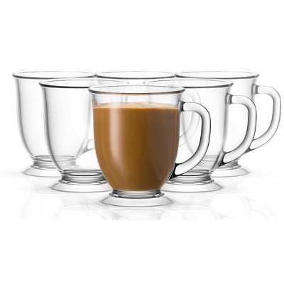 Kook Glass Coffee Mugs, 15 oz, Set of 6