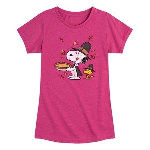 Girls' - Peanuts - Thanksgiving Scene Short Sleeve Graphic T-Shirt - 1 of 3