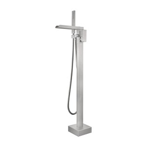 Cobbe Single Handle Floor Standing Tub Faucet Set, Freestanding Tub Filler with Handheld Shower, Tub Spout and 59-Inch Hose, Brushed Nickel - 1 of 4