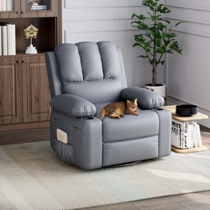 Coucheta Recliner Chair with Heat & Massage, 360¡ã Swivel Rocking Chair with Cup Holder, PU Leather Recliner for Living Room Bedroom - 1 of 4