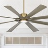 70" Possini Euro Design Defender Modern Indoor Outdoor Ceiling Fan with Dimmable LED Light Remote Control Soft Brass Oak Damp Rated for Patio Exterior - 2 of 4