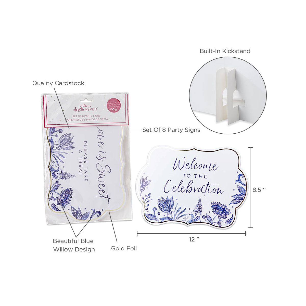 Kate Aspen Blue Willow Decor Sign Kit (Set of 8) | 28539NA - thumbnail 7