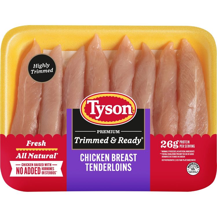 Tyson Trimmed & Ready Chicken Tenderloins - 1.25-2.1 lb - price per lb, 1 of 4