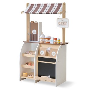 Teamson Kids Espresso Treats Wooden Coffee Stand with 29 Pcs