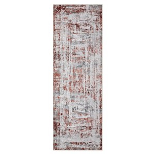 2 x 6 ft Polyester Initation  Blue Rectangular Hallway Bathroom Entryway Kitchen Office Foldable Abstract Modern Washable Area Rug - 1 of 4