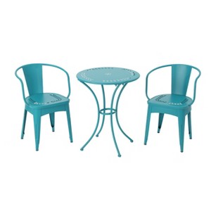 GDFStudio Corona Outdoor 3 Piece Iron Bistro Set - 1 of 4