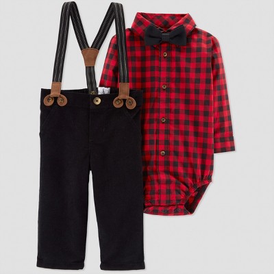 baby boy red pants with suspenders
