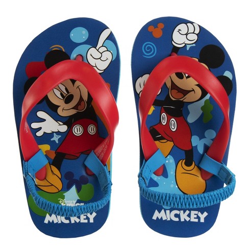 Disney Mickey Mouse Boy Toddler Flip Flops With Back Strap Blue red 9 10 Target