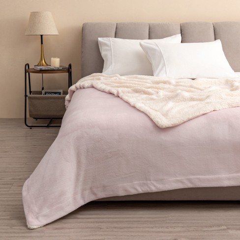 Blush pink 2024 velvet bed throw