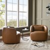 KINWELL 34" Wide Swivel Faux Leather Armchair Upholstered PU Leather Accent Chairs, Set of 2 - 3 of 4