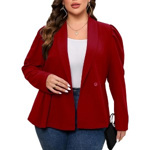 Plus Size Business Casual Blazers for Women Long Sleeve Shawl Lapel Blazer Suit Jackets - 1 of 4
