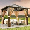 Hardtop Gazebo with Polycarbonate Double Roof, Aluminum Frame Outdoor Gazebo - 3 of 4