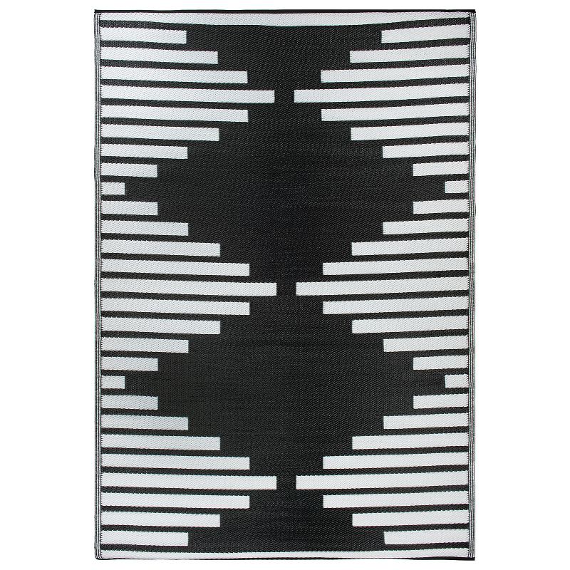 World Rug Gallery Bohemian Stripe Diamond Reversible Recycled Plastic Outdoor Rugs, 1 of 12
