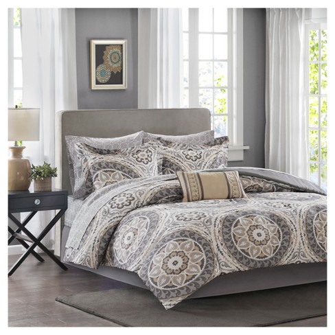 grey and taupe king comforter