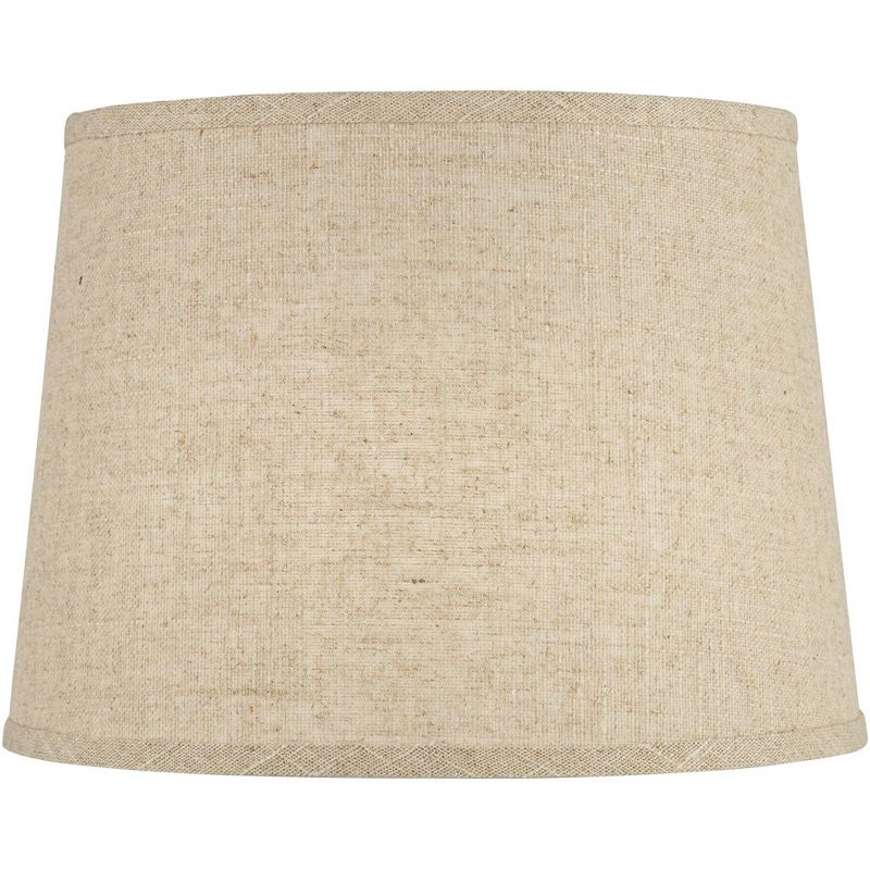 Springcrest Set of 2 Drum Lamp Shades Burlap Linen Medium 11" Top x 13" Bottom x 9.5" High Spider with Harp and Finial Fitting, 4 of 12