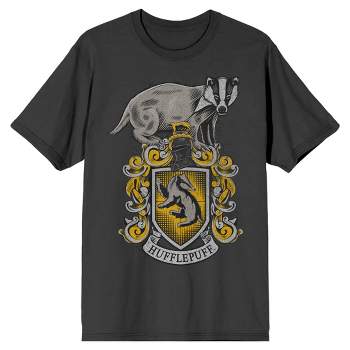 Hogwarts Hufflepuff House Crest Men's Charcoal Graphic Tee