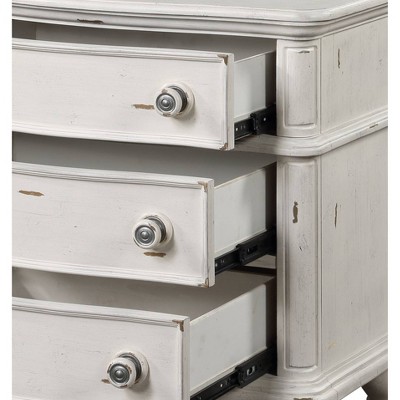 Jaqueline Antique White 3-Drawer Wooden Nightstand