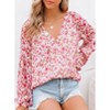 Coolmee Women's Blouses Floral Boho Tops V Neck Lightweight Long Sleeve Shirts Fall Dressy Casual Vacation Outfits - 4 of 4