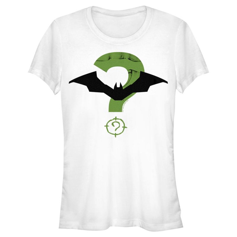 Juniors Womens The Batman Riddler and Bat Logo T-Shirt, 1 of 5