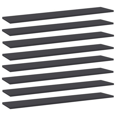 vidaXL Bookshelf Boards 8 pcs Gray 39.4 in.x7.9 in.x0.6 in. Engineered Wood