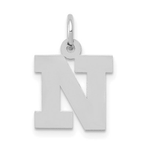 Black Bow Jewelry 14k White Gold, Amanda Collection, Small Block Style Initial N Pendant - 1 of 4