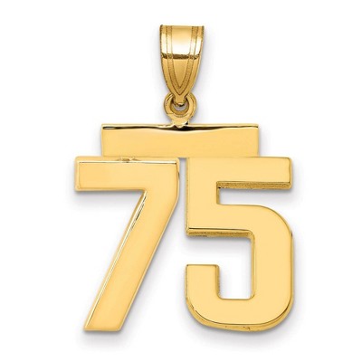 Black Bow Jewelry 14k Yellow Gold, Athletic Collection Medium Polished Number 75 Pendant
