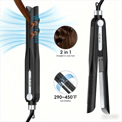 NICEBAY Airflow Styler, Titanium Hair Straightener & Curling Iron with Cooling Air Vents, 5 Temps, Dual Voltage & Auto Shut off