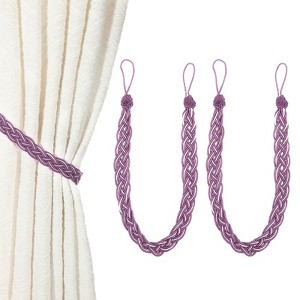 Unique Bargains Braided Polyester Elegant Design Durable Curtain Tiebacks Purple 2 Pcs - 1 of 4