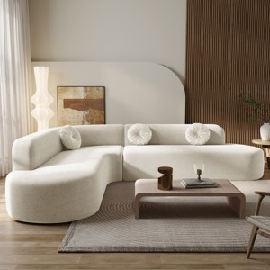 Modern Curved Extra Large Sectional Sofa with Soft Upholstery and Round Pillows, Deep Seat Corner Couch for Living Room, Apartment-Tanpinhause - 1 of 4