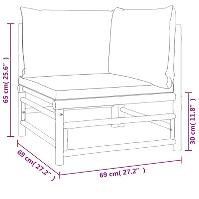 Light Gray Cushioned Bamboo 4-Piece Patio Lounge Set