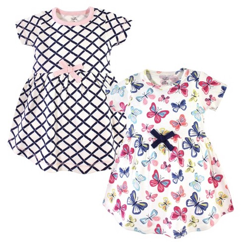 Touched by Nature Baby and Toddler Girl Organic Cotton Short-Sleeve Dresses 2pk, Bright Butterflies - image 1 of 3