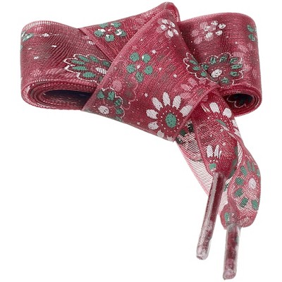 INSPIRE CHIC Flower Prints Flat Chiffon Colorful Shoe Laces 1 Pair