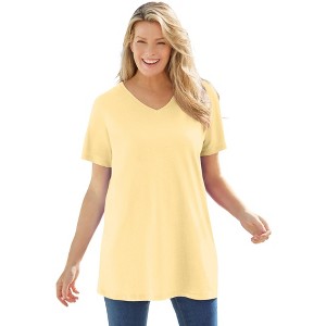 Woman Within Perfect Short-Sleeve V-Neck Tunic - 1 of 4