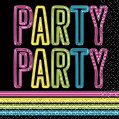16ct Neon Party Lunch Napkins
