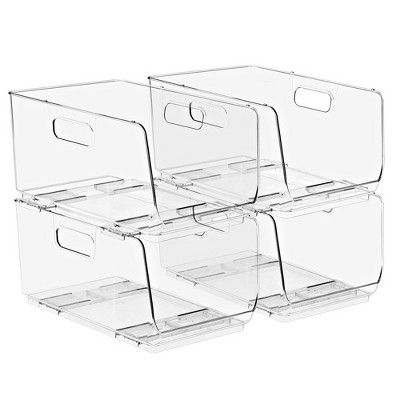Sorbus 4 Pack Medium Open Front Clear Stackable Fridge Storage Bins - Great for Kitchen Organization, Pantry Storage and more — фото 7