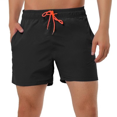 Lars Amadeus Men's Summer Beach Solid Color Mesh Lining Drawstring Waist Swim Shorts
