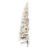 Puleo 6' Pre-Lit Flocked Half Artificial Christmas Tree Clear Lights - 2 of 4