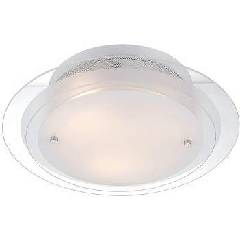 Possini Euro Design Modern Ceiling Light Flush Mount Fixture 15 3/4" Wide Gleaming White 3-Light 2-Tier Clear Frosted Glass for Bedroom Kitchen House