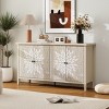 Storage Cabinet,Sideboard Buffet Cabinet With 4 Doors And Adjustable Shelves,Wood Grain Color Frame Cabinet With Anti-Tipping Device-Cuddlewood - 3 of 4
