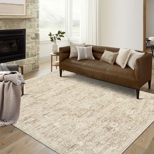 Washable Area Rugs Floral Living Room Bedroom Carpet Non-Slip Low Pile Vintage Soft Thin Throw Rug - 1 of 4
